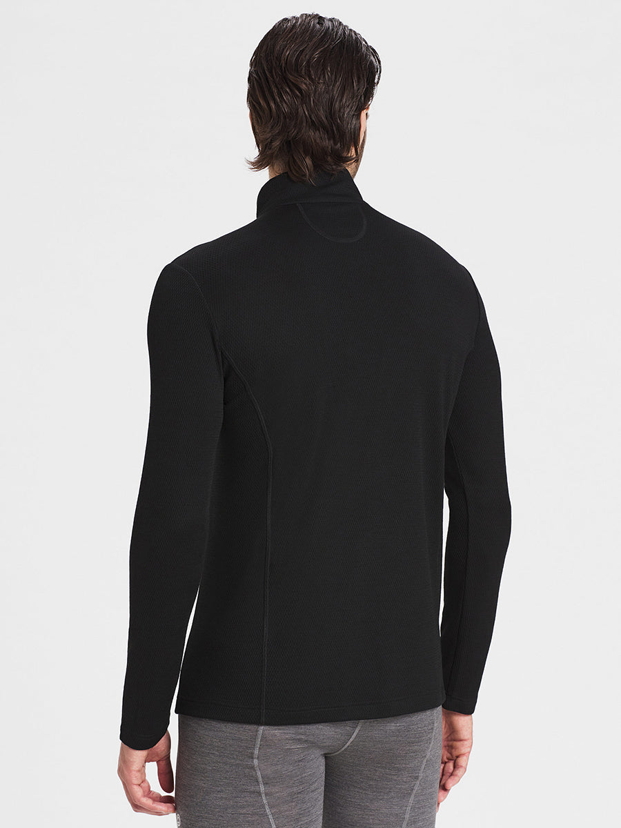 Men's half zip LS castor dark - Rewoolution